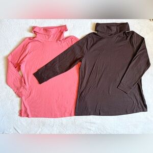 Denim & Co. Essentials LARGE PETITE Interlock Cowl Neck Tunic Long Sleeve Top x2